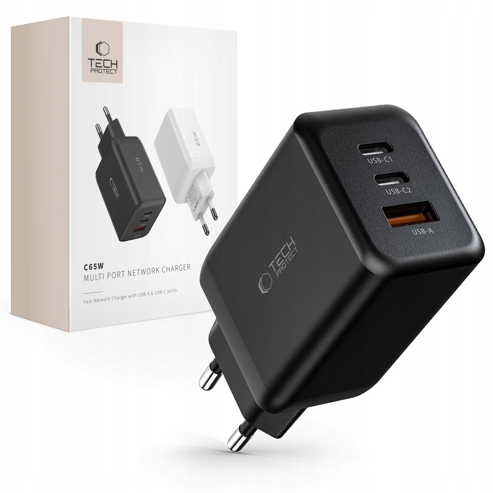 65W nástenná nabíjačka – 2X USB-C + Usb-A